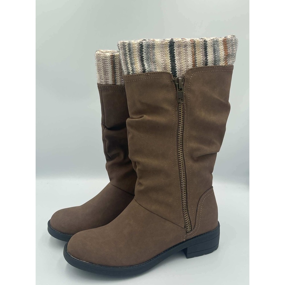 Rocket Dog Talen Clatter Brown Slouch Boots with Knit Cuff Women 8 M TALENCR